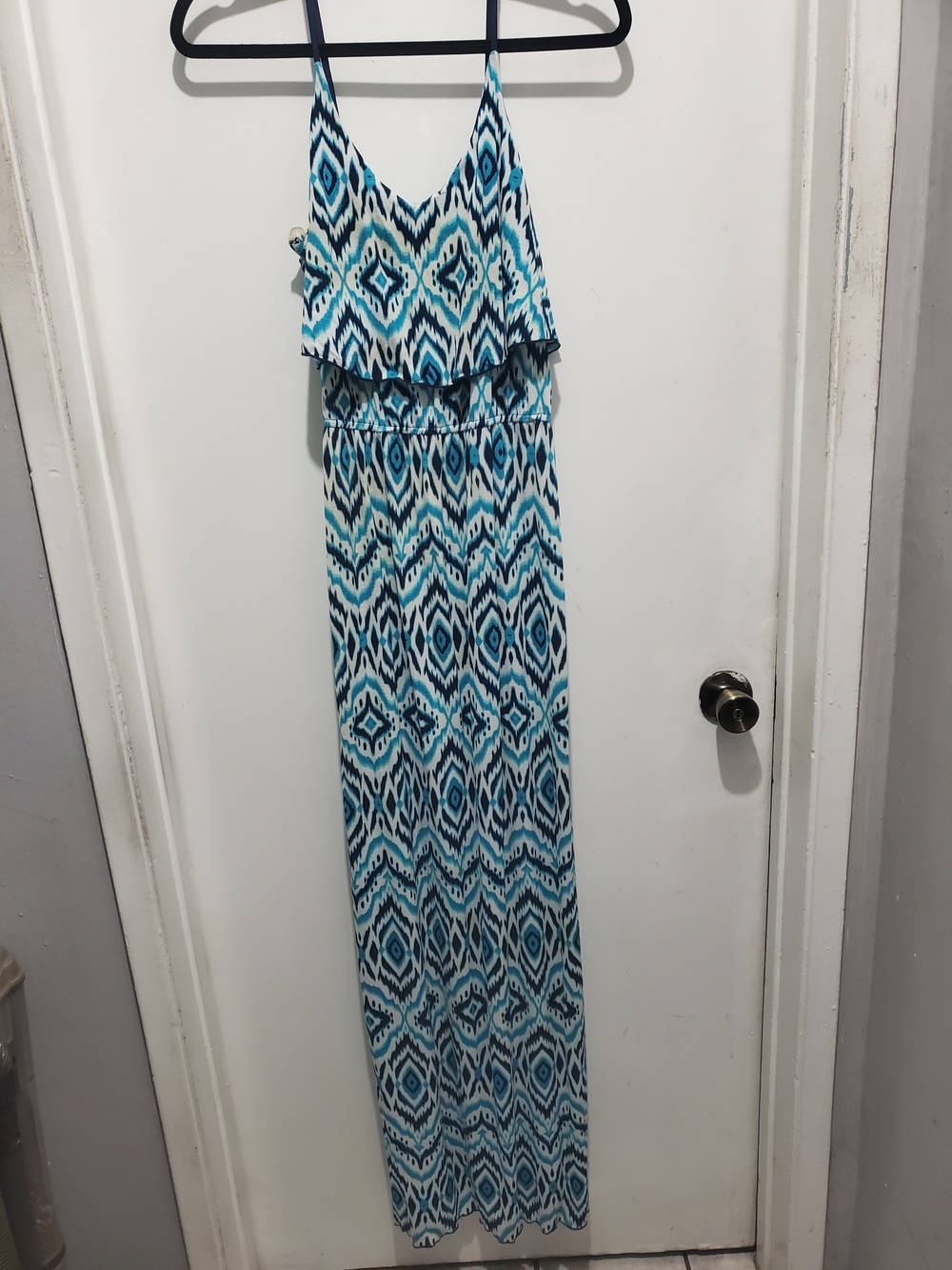 Trixxi Blue & Teal Geometric Maxi Dress